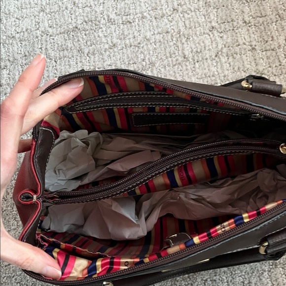 Tignanello Red and Brown Satchel - Picture 4 of 10